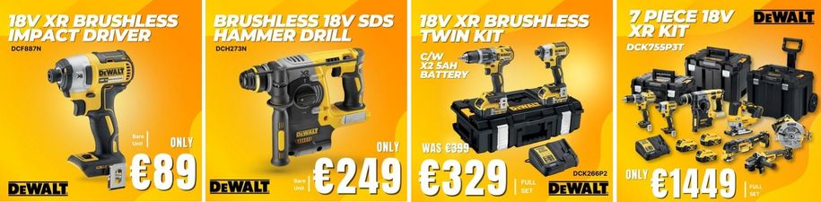 DEWALT, Dewalt,promotion, special offers,Brushless,18v,power tools,impact driver,tool kit,hardware,limerick,JoeMckenna,Ireland